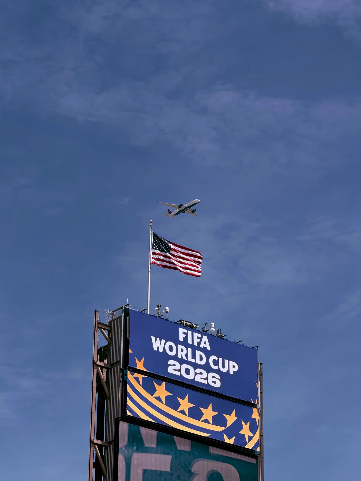 FIFA World Cup 2026 billboard with the United States flag