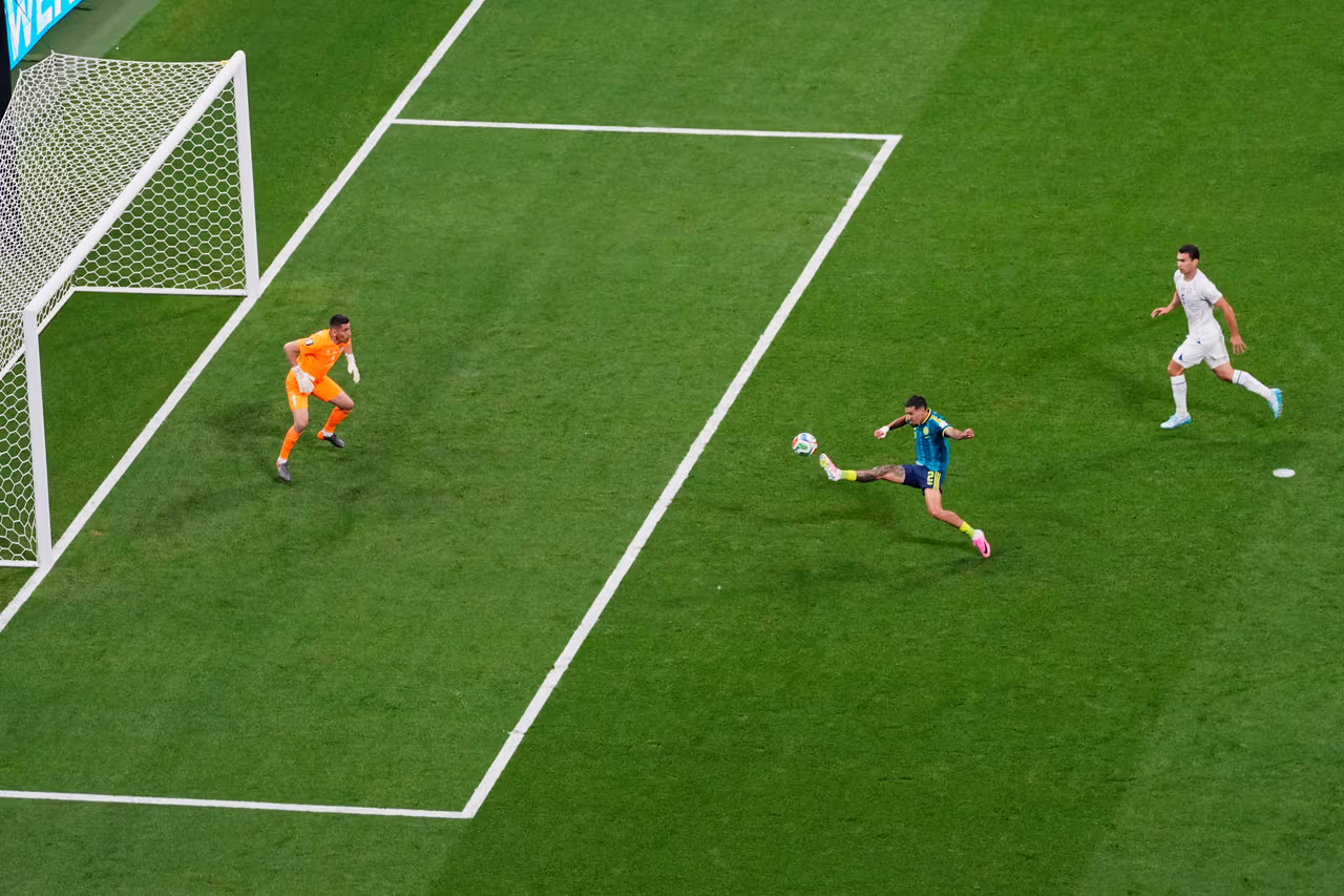 Action from the Colombia vs Uzbekistan match at the Estadio Azteca during the 2026 World Cup