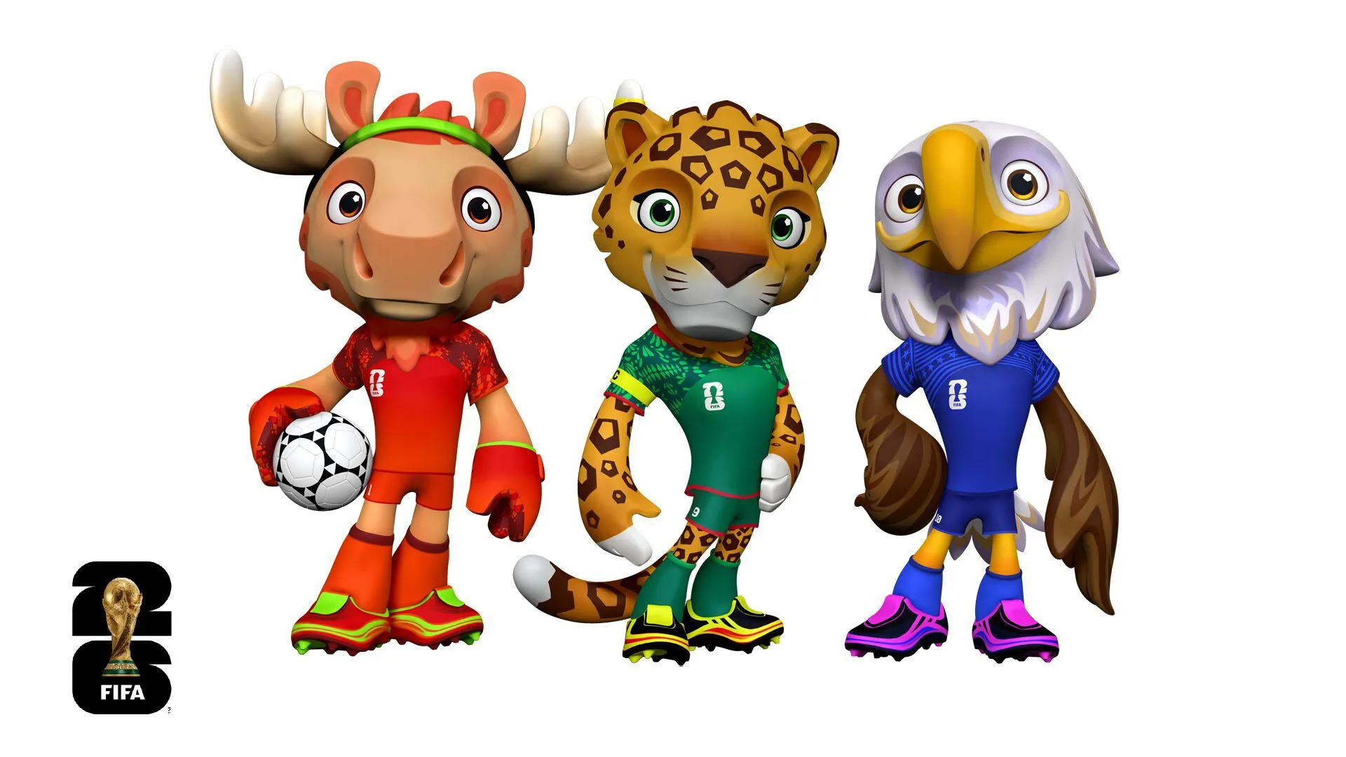 Las tres mascotas oficiales del Mundial 2026: Zayu, Clutch y Maple